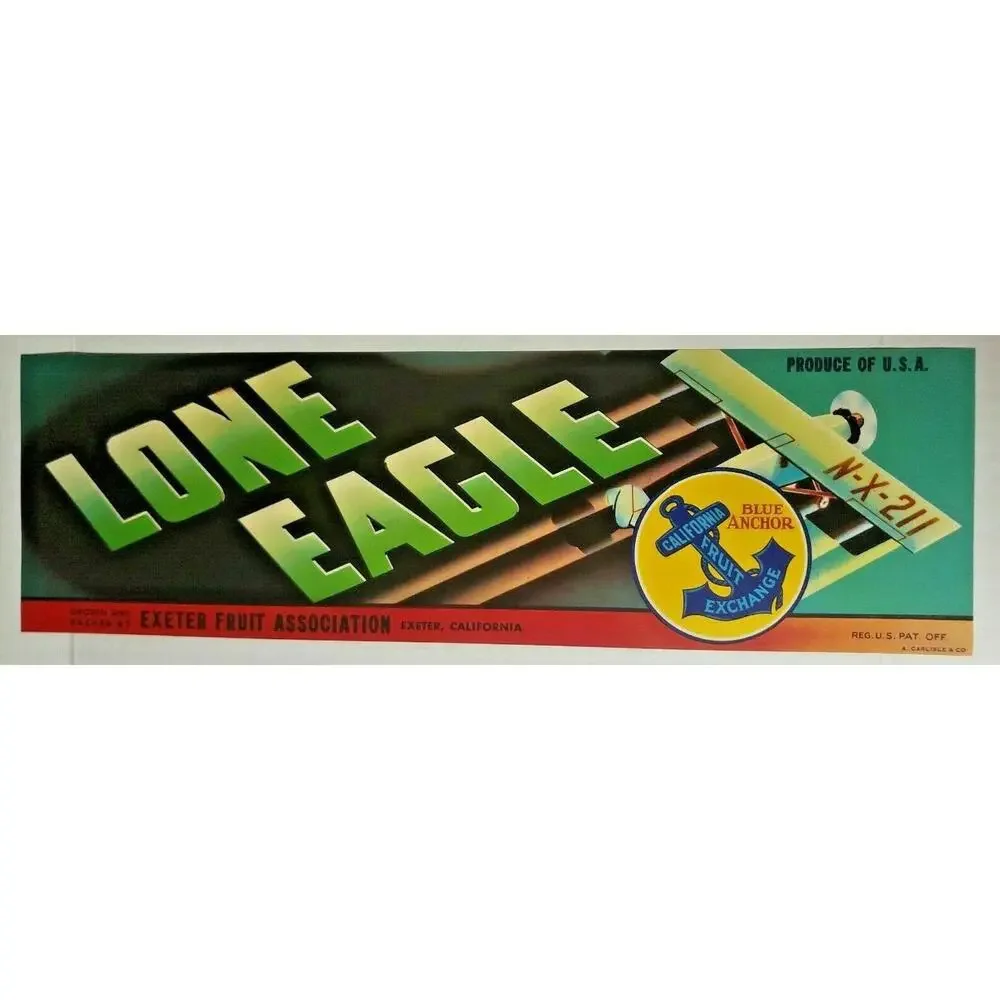 Vintage Long Eagle‎ Original 1940s Exeter CA Paul Dobson Crate Label Z-2